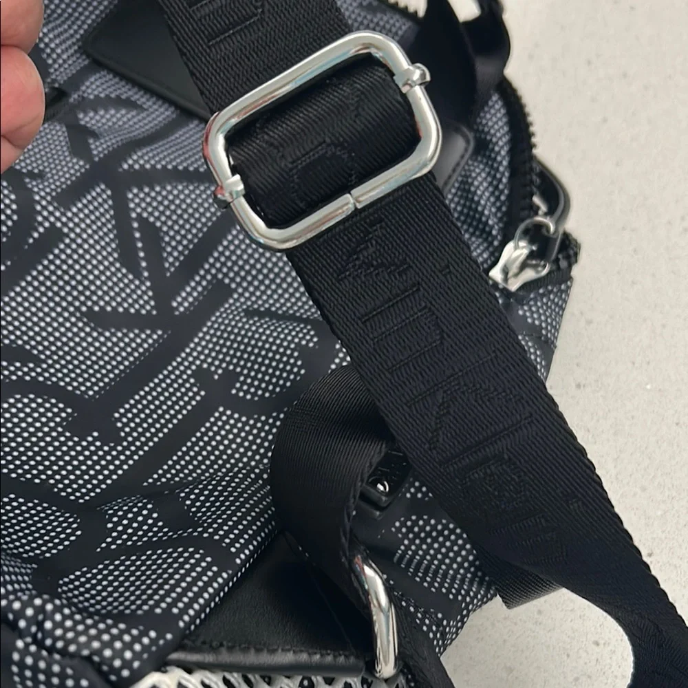 Calvin Klein Black and White Backpack with Monogram and Mesh Design - Picture 7 of 9